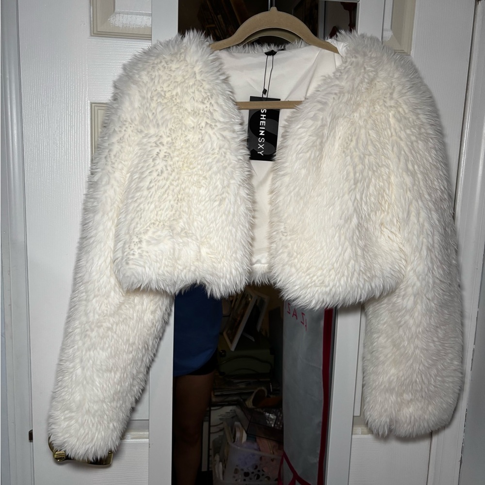 SHEIN White Teddy Jacket